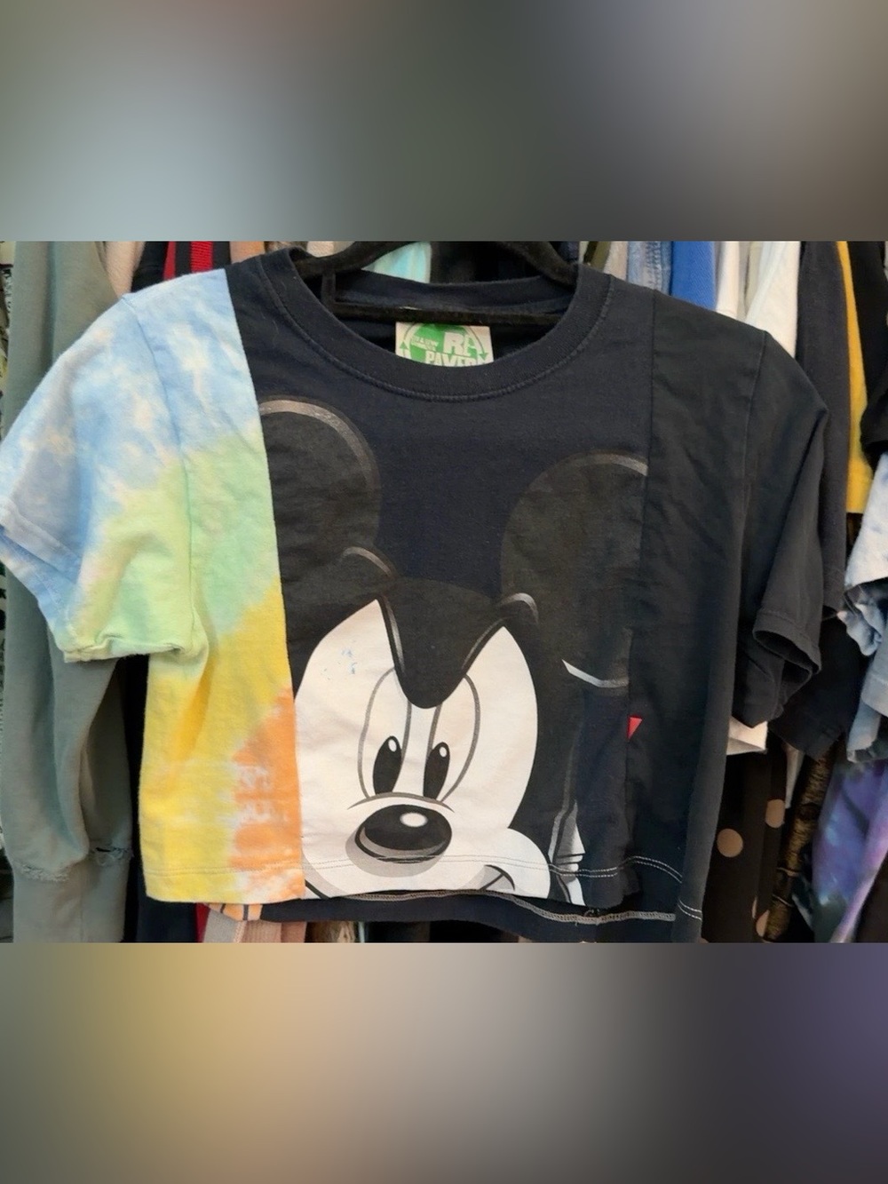 Mickey Mouse Cropped Tee - Black & Multicolor